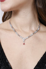 Load image into Gallery viewer, American Diamond Heart shape Necklace Set Red Stone