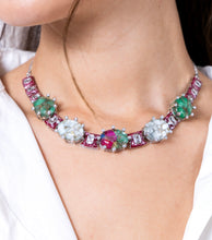 Load image into Gallery viewer, Metallic Dubllet Multi Colour Necklace Set