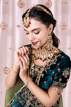 Load image into Gallery viewer, Luxe Gold Plated Kundan Stone With Maroon Beads Bridal Set