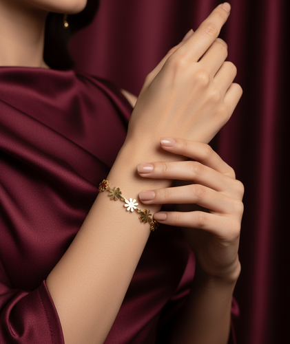 Golden Daisy Charm Bracelet