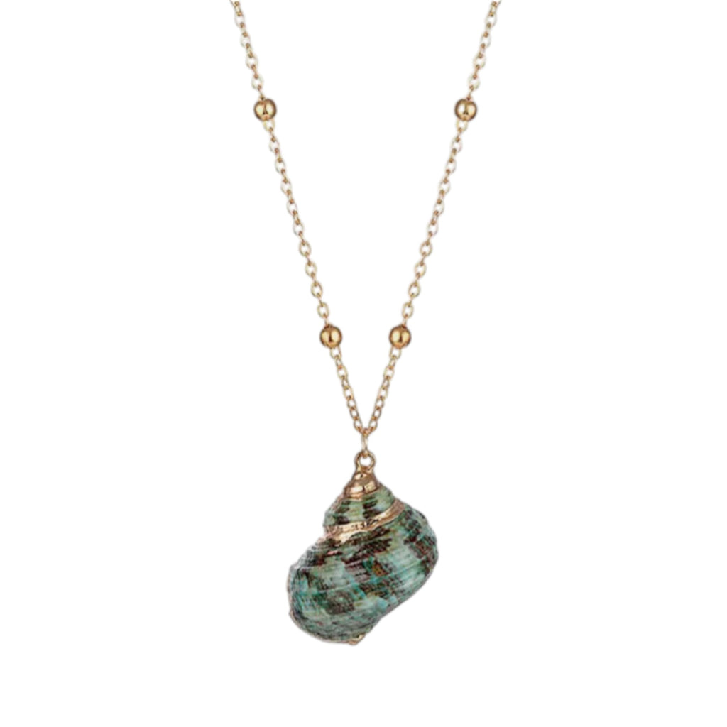 Gold plated seashell Green pendant
