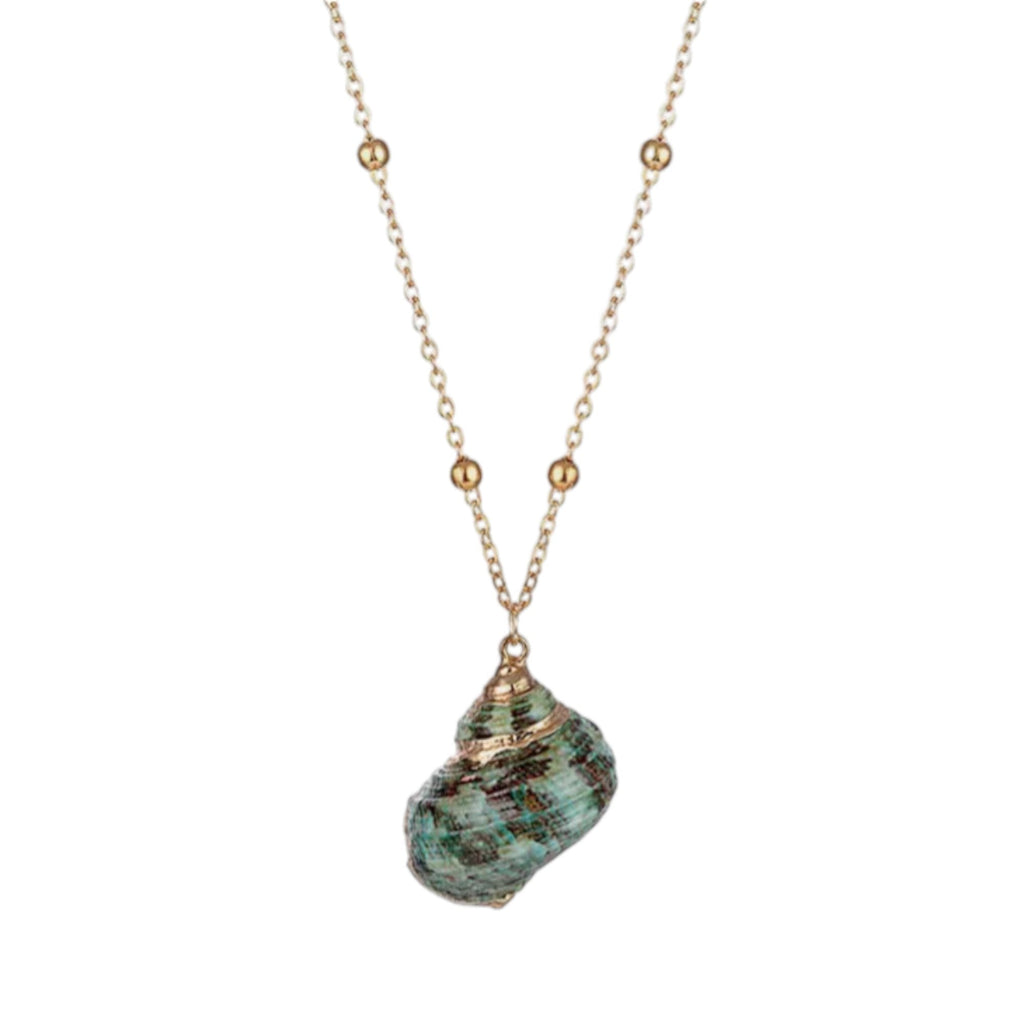 Gold plated seashell Green pendant