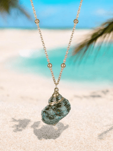 Gold plated seashell Green pendant