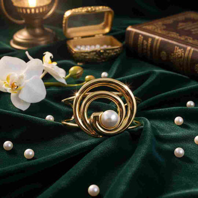 Golden Orbit Pearl Bracelet