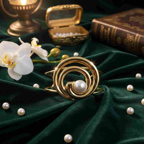 Golden Orbit Pearl Bracelet