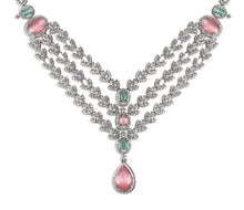 Load image into Gallery viewer, Luxurious Filigree Multicolor American Diamond Semi Bridal Set