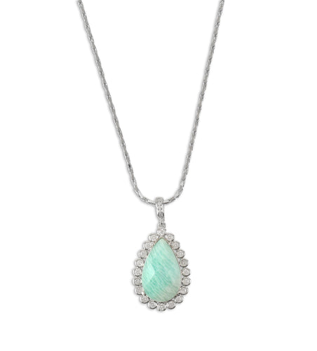 Natural Green stone American diamond pendent