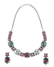 Load image into Gallery viewer, Metallic Dubllet Multi Colour Necklace Set