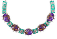 Load image into Gallery viewer, Metallic Doublet Necklace set Sea Green and Purple Colour