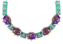 Load image into Gallery viewer, Metallic Doublet Necklace set Sea Green and Purple Colour
