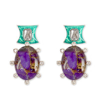 Load image into Gallery viewer, Metallic Doublet Necklace set Sea Green and Purple Colour