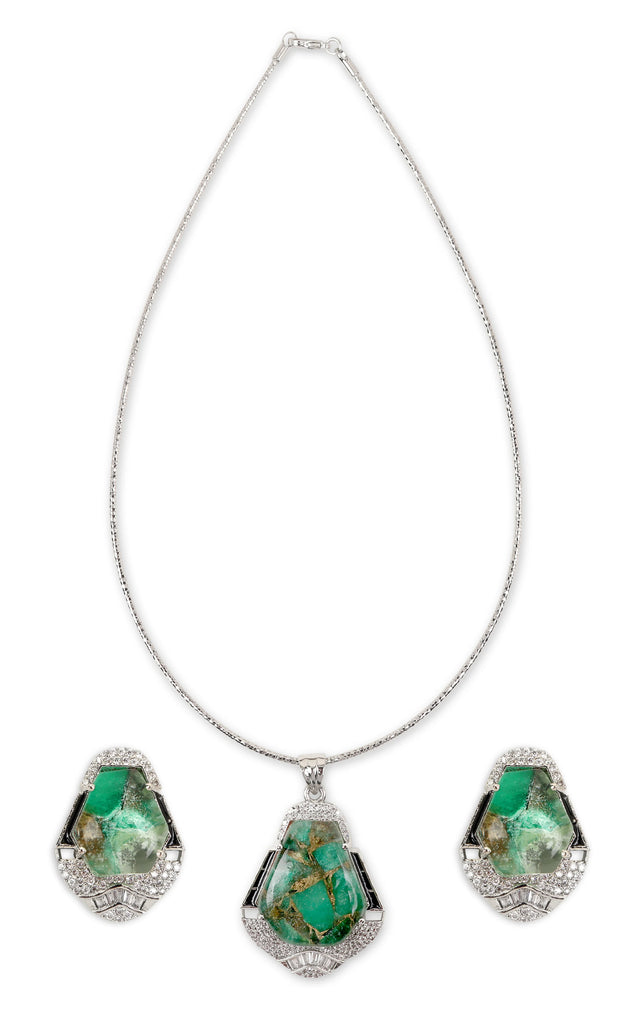 Green Pota Stone Necklace Set