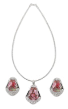 Load image into Gallery viewer, Red Pota Stone Swarovski Pendant Set