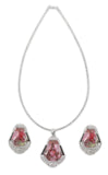 Red Pota Stone Swarovski Pendant Set