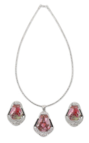 Pink Pota Stone Necklace Set