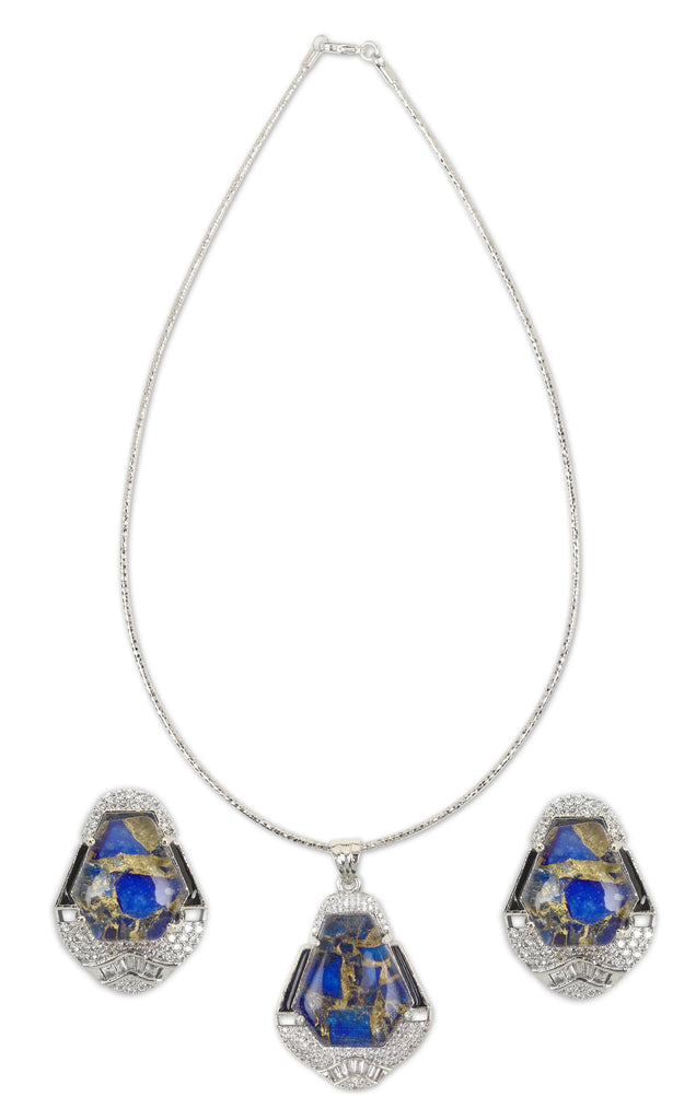 Blue Pota Stone Necklace Set