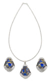 Blue Pota Stone Swarovski Pendant Set