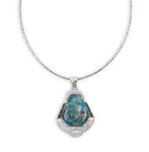 Load image into Gallery viewer, Royal Blue and Sea Green Pota Stone Swarovski Pendant Set