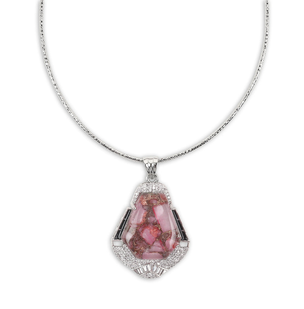 Pink Pota Stone Necklace Set