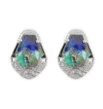 Load image into Gallery viewer, Royal Blue and Sea Green Pota Stone Swarovski Pendant Set