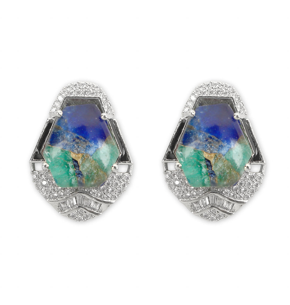 Royal Blue and Sea Green Pota Stone Necklace Set