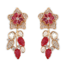 Load image into Gallery viewer, Hasli Red leaf and Flower with earrings