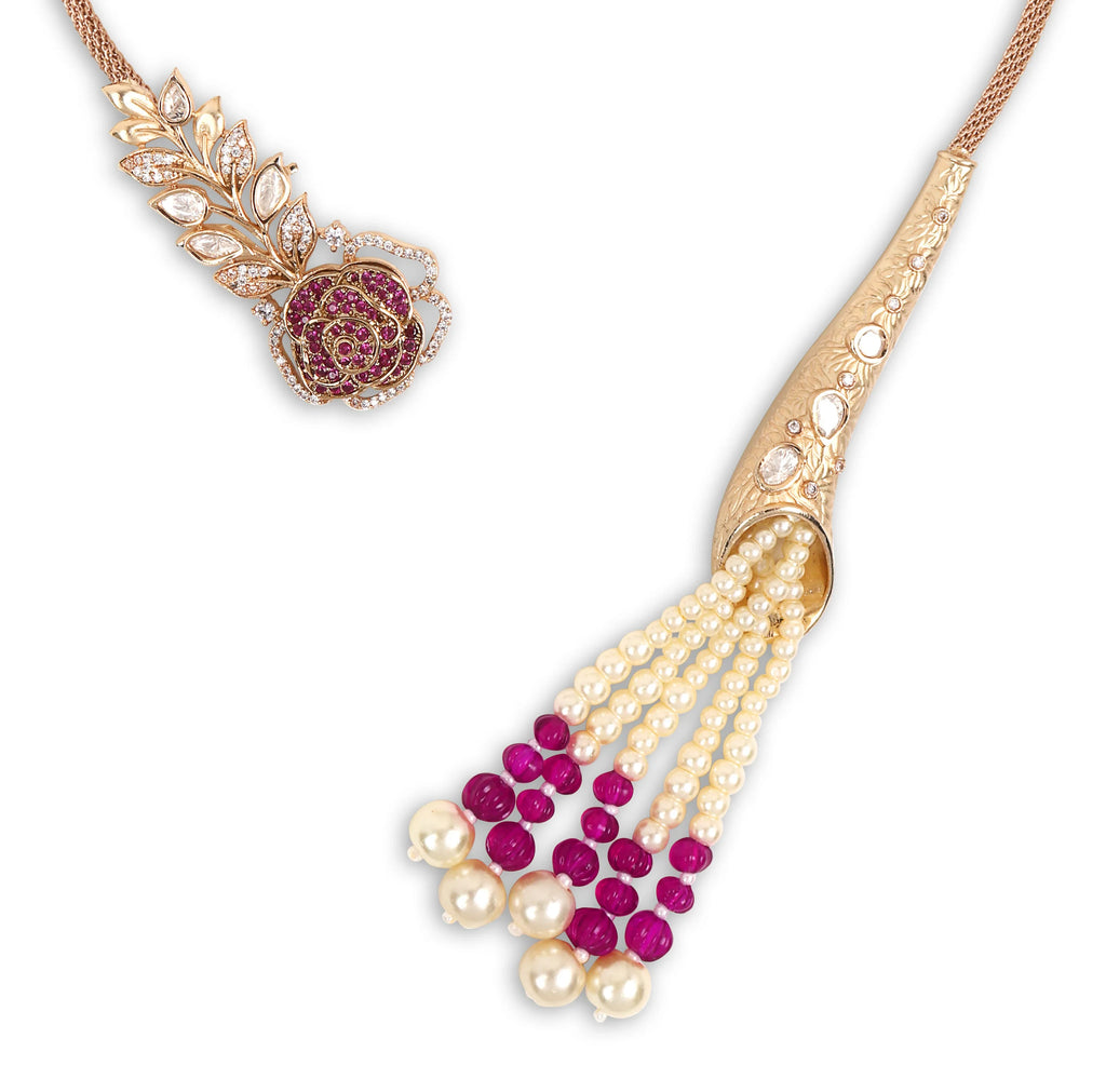 Pink Moissanite Hasli set with earrings