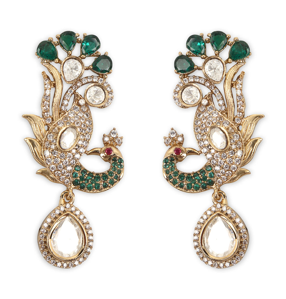 Premium Peacock design Moissanite Hasli with Earrings set