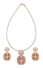 Load image into Gallery viewer, Tasmaye Celestia nano setting gold Plated With Pink Stone Necklace Set