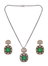 Load image into Gallery viewer, Tasmaye Celestia setting Green Emerald Copper Brown Necklace Set