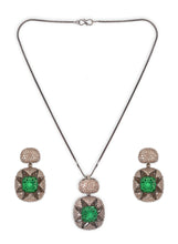 Load image into Gallery viewer, Swarovski nano setting Green Emerald Copper Brown Pendant Set