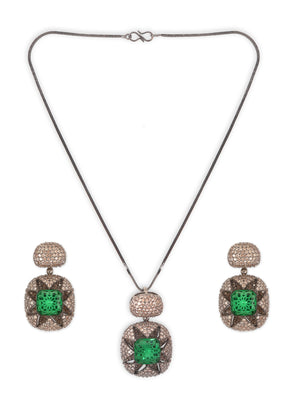 Tasmaye Celestia setting Green Emerald Copper Brown Necklace Set