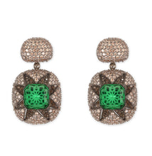 Load image into Gallery viewer, Swarovski nano setting Green Emerald Copper Brown Pendant Set