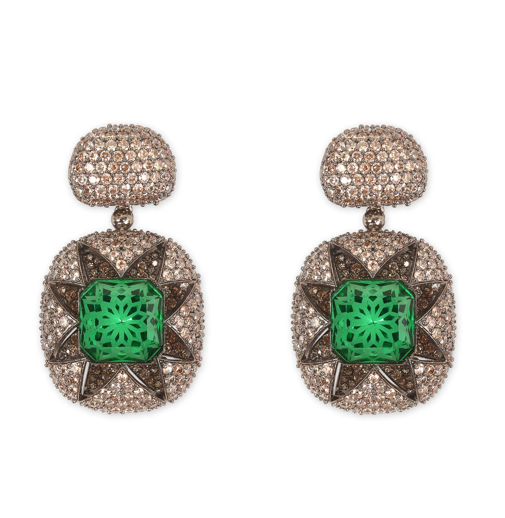 Tasmaye Celestia setting Green Emerald Copper Brown Necklace Set
