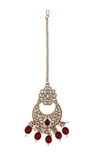 Load image into Gallery viewer, Premium Semi Bridal Kundan Necklace set with Maroon Beads