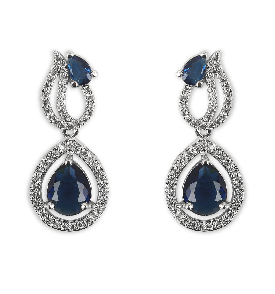 American Diamond Elegant Royal Blue Necklace Set