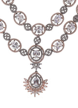 Load image into Gallery viewer, Tasmaye premium Rose Gold  plated American Diamond necklace set Wedding Special