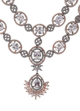 Load image into Gallery viewer, Tasmaye premium Rose Gold  plated American Diamond necklace set Wedding Special