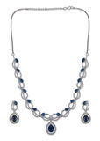 American Diamond Elegant Royal Blue Necklace Set