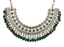 Load image into Gallery viewer, Premium Semi Bridal Kundan Necklace set with Green Beads