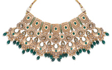 Load image into Gallery viewer, Luxe Gold Plated Kundan With Green Beads Bridal Set