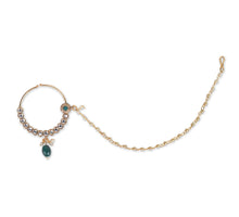 Load image into Gallery viewer, Luxe Gold Plated Kundan With Green Beads Bridal Set