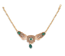 Load image into Gallery viewer, Luxe Gold Plated Kundan Stone With Green Beads Bridal Set