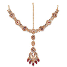 Load image into Gallery viewer, Luxe Gold Plated Kundan Stone With Maroon Beads Bridal Set