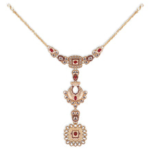 Load image into Gallery viewer, Luxe Gold Plated Kundan Stone With Maroon Beads Bridal Set