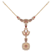 Load image into Gallery viewer, Luxe Gold Plated Kundan Stone With Maroon Beads Bridal Set