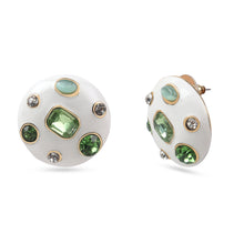 Load image into Gallery viewer, Studs White Earring with Green Stone