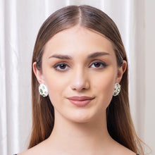 Load image into Gallery viewer, Studs White Earring with Green Stone