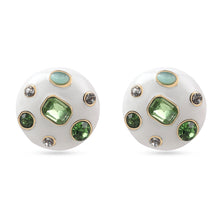 Load image into Gallery viewer, Studs White Earring with Green Stone