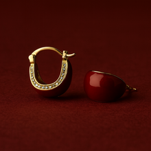 Load image into Gallery viewer, Radiant Crimson Huggie Hoops